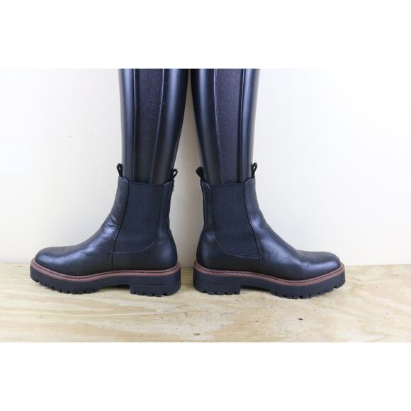Sam Edelman Boots 8 Black Leather Laguna Chelsea Lug Sole Platform Ankle Shoes - Picture 3 of 8